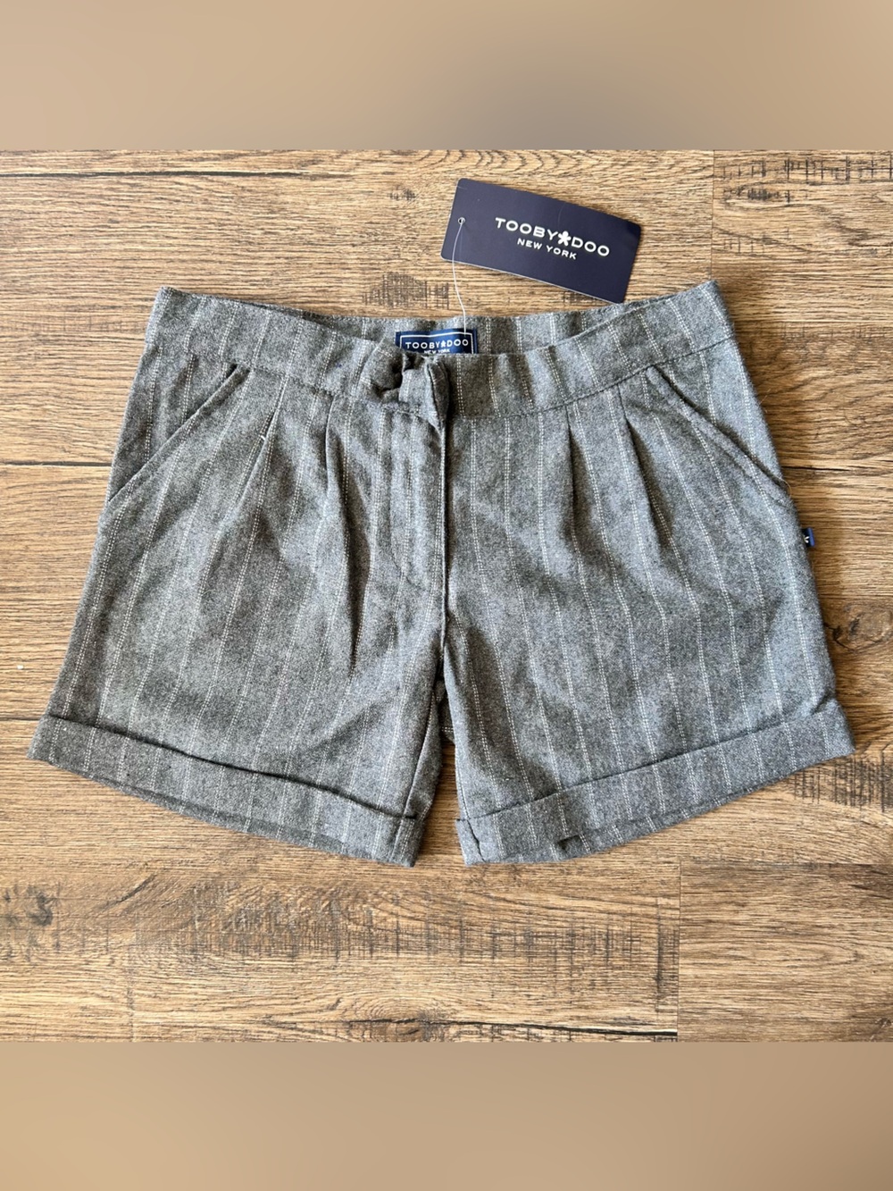 Toobydoo |Grey Pinstripe Shorts with Pleated Waist sz 10(runs small)